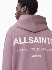 AllSaints Purple Underground 100% Organic Cotton Hoodie - Image 6 of 7