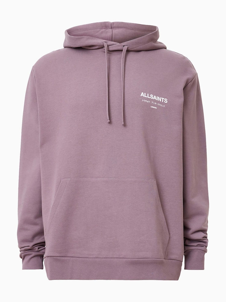 AllSaints Purple Underground 100% Organic Cotton Hoodie - Image 7 of 7