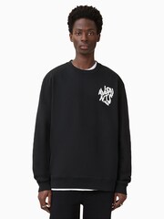 AllSaints Black Orlando Crew 100% Organic Cotton Sweatshirt - Image 1 of 7