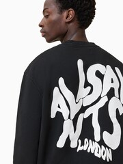 AllSaints Black Orlando Crew 100% Organic Cotton Sweatshirt - Image 2 of 7