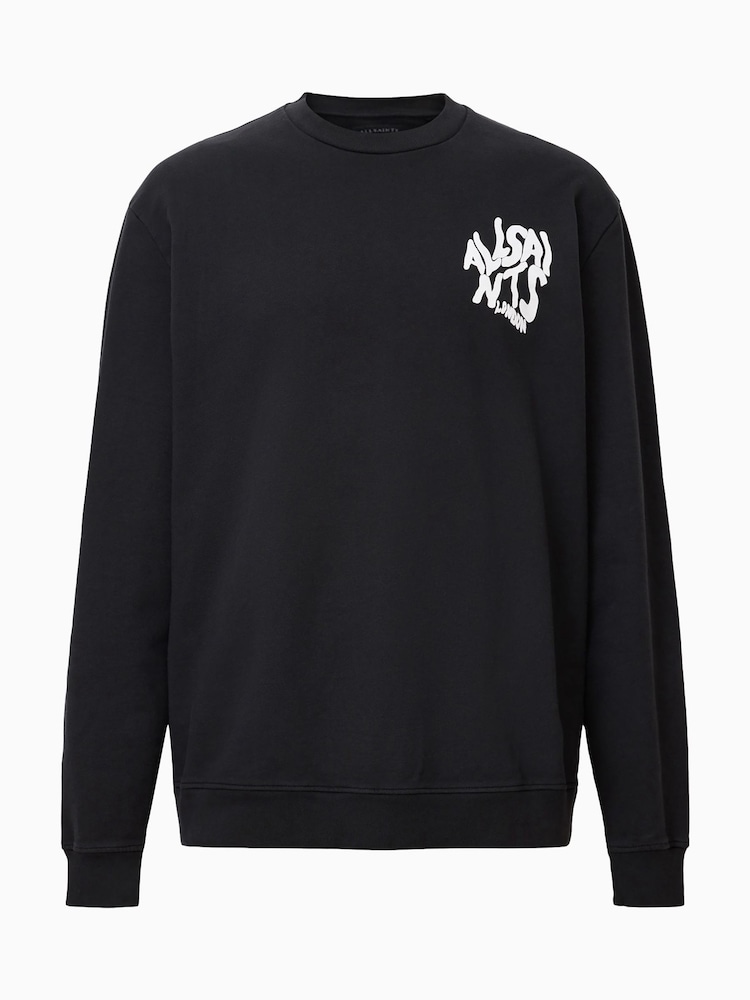 AllSaints Black Orlando Crew 100% Organic Cotton Sweatshirt - Image 7 of 7