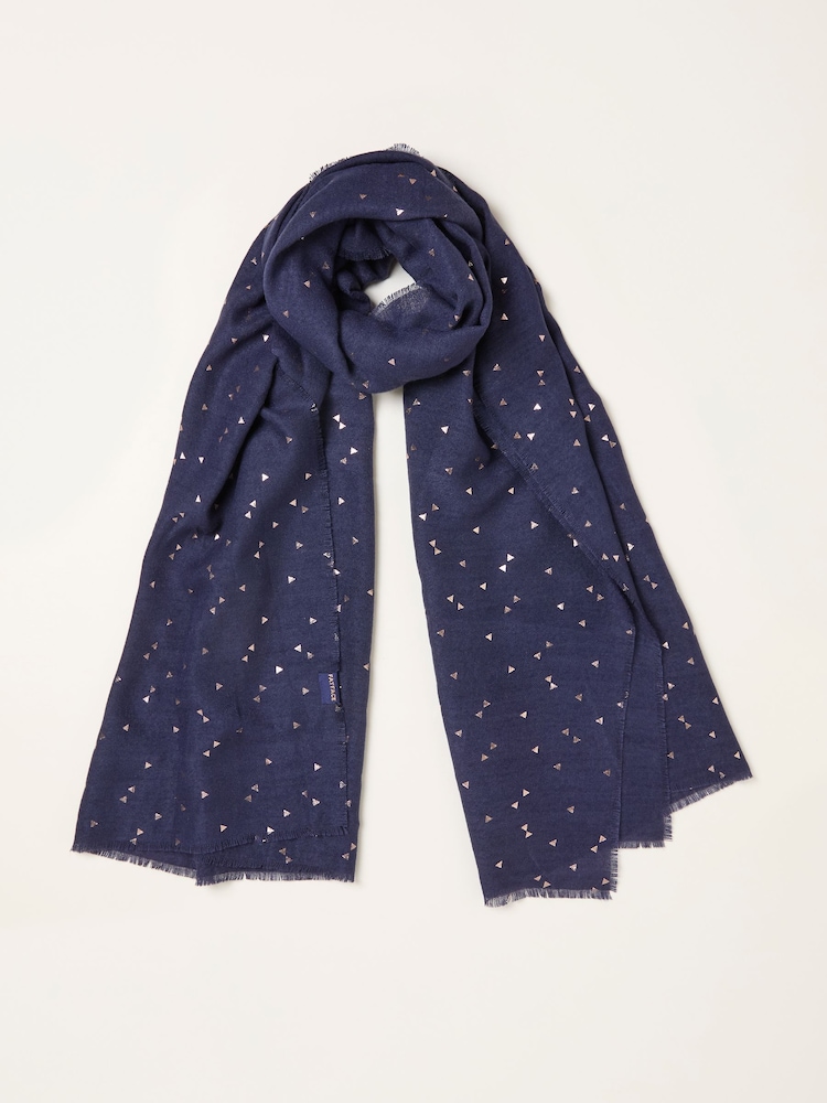 FatFace Navy Triangle Foil Print Scarf - Image 1 of 2