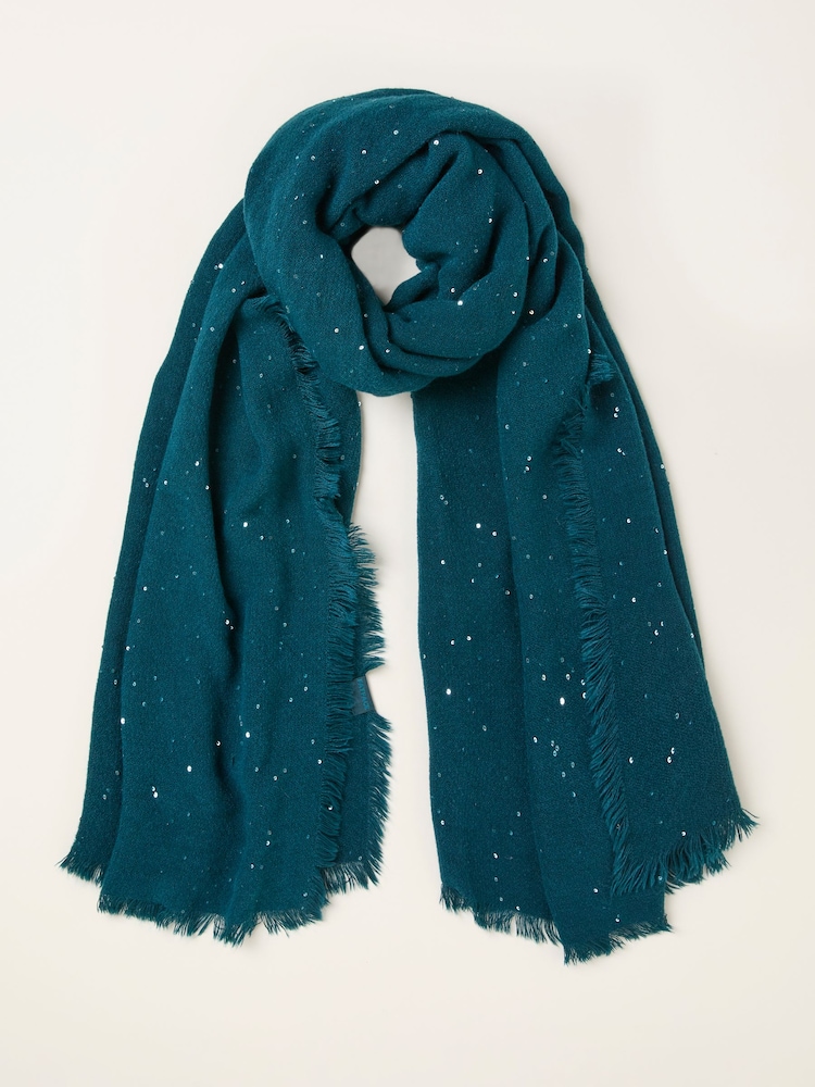 FatFace Teal Blue Sequin Scarf - Image 1 of 2