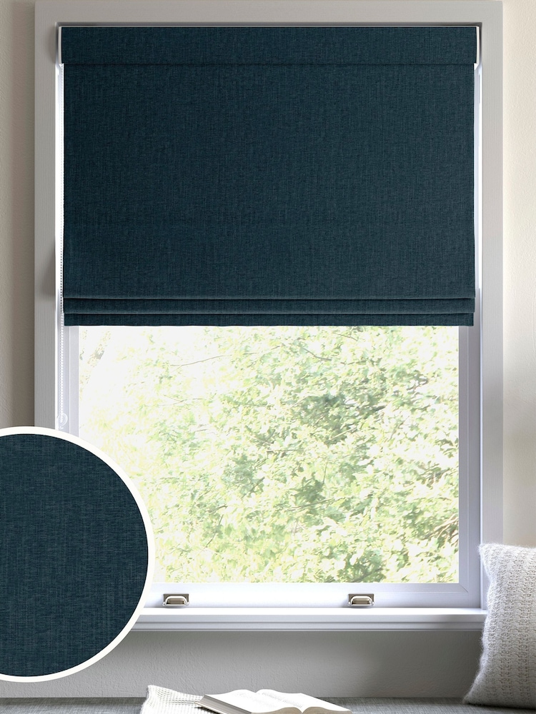 Peacock Blue Bellum Made to Measure Roman Blind - Image 1 of 6