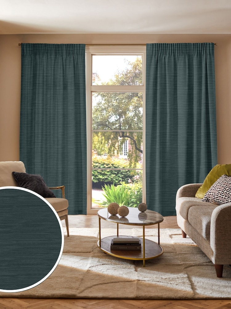 Teal Green Ire Made to Measure Curtains - Image 1 of 9