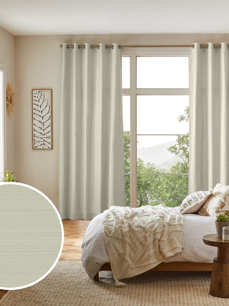 Oyster Natural Ire Made to Measure Curtains - Image 1 of 9