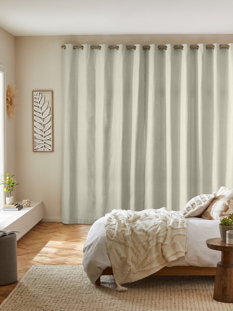 Oyster Natural Ire Made to Measure Curtains - Image 2 of 9
