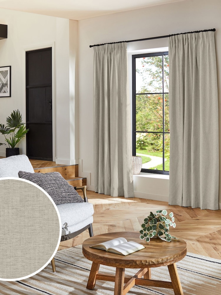 Oyster Natural Bellum Made to Measure Curtains - Image 1 of 9