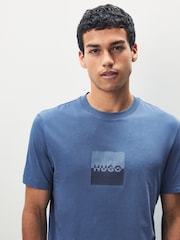 HUGO Blue Split Box Logo T-Shirt - Image 4 of 6