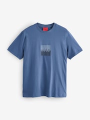 HUGO Blue Split Box Logo T-Shirt - Image 5 of 6
