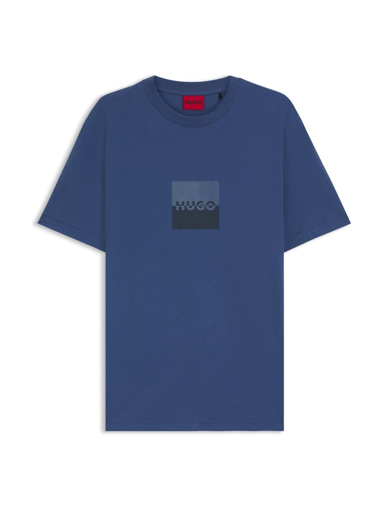 HUGO Blue Split Box Logo T-Shirt - Image 6 of 6