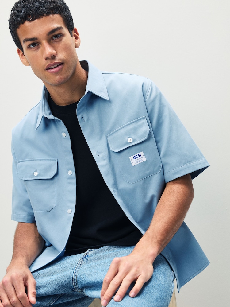 HUGO Blue Short Sleeve Shirt - Image 1 of 5
