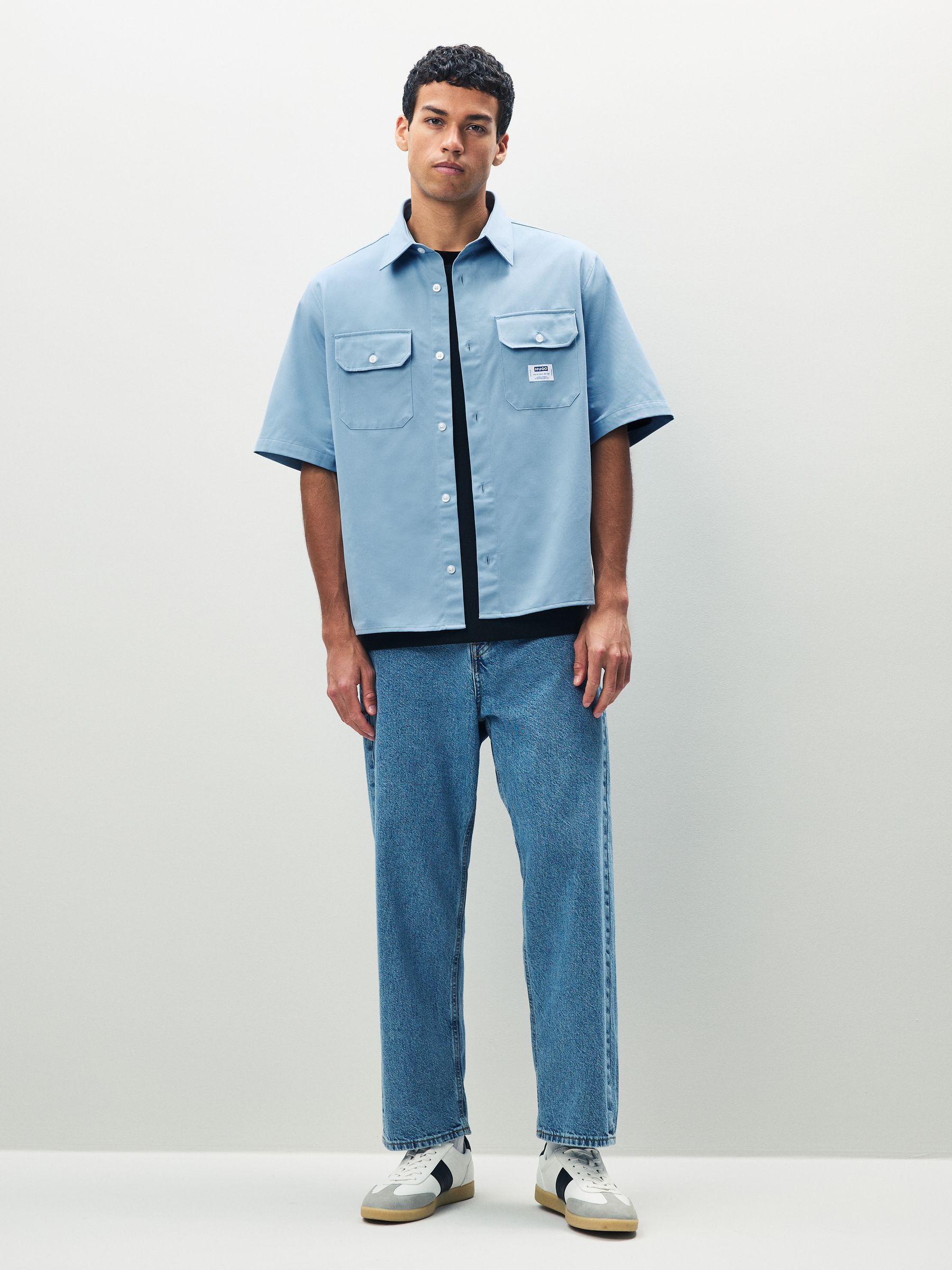 Hugo Nieros 01 - T-Shirt Uomo Manica Corta In Puro Cotone, Colore Blu, Taglia L
