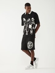 HUGO Black Boxing Print Zip-Up Polo Shirt - Image 2 of 5