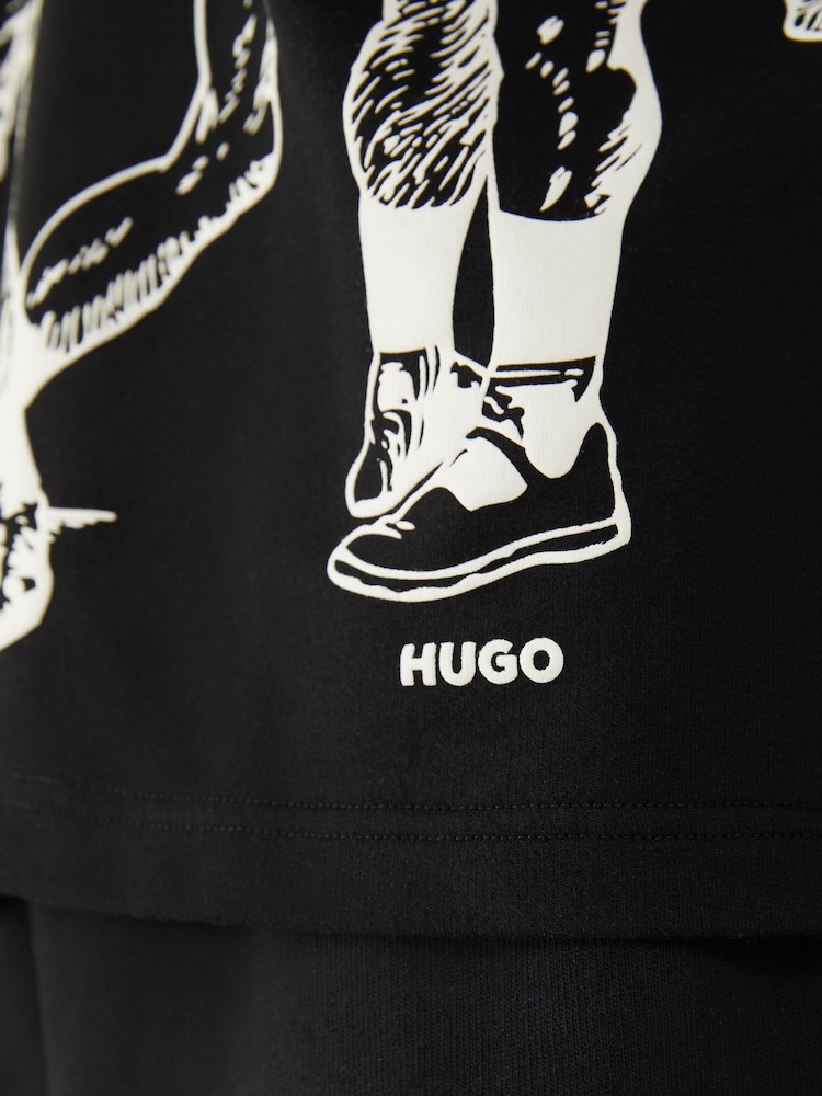 HUGO Black Boxing Print Zip-Up Polo Shirt - Image 5 of 5 HUGO Black Boxing Print Zip-Up Polo Shirt - Image 5 of 5