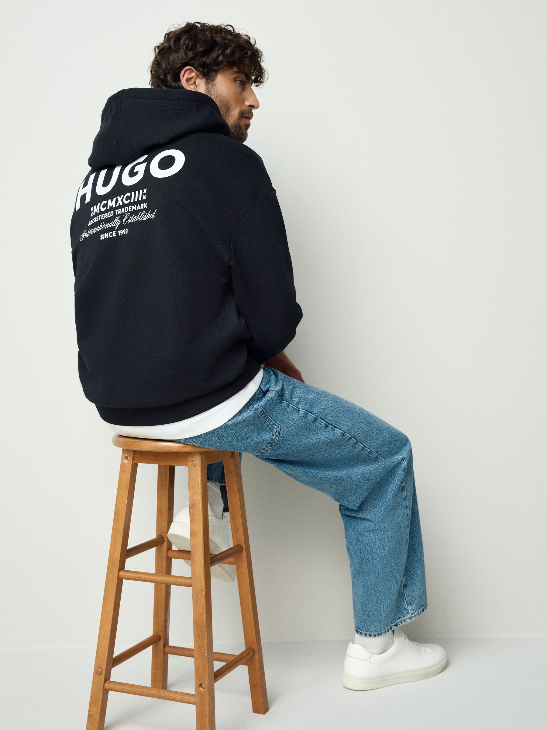 Buy HUGO Black Logo Zip Hoodie from Next USA