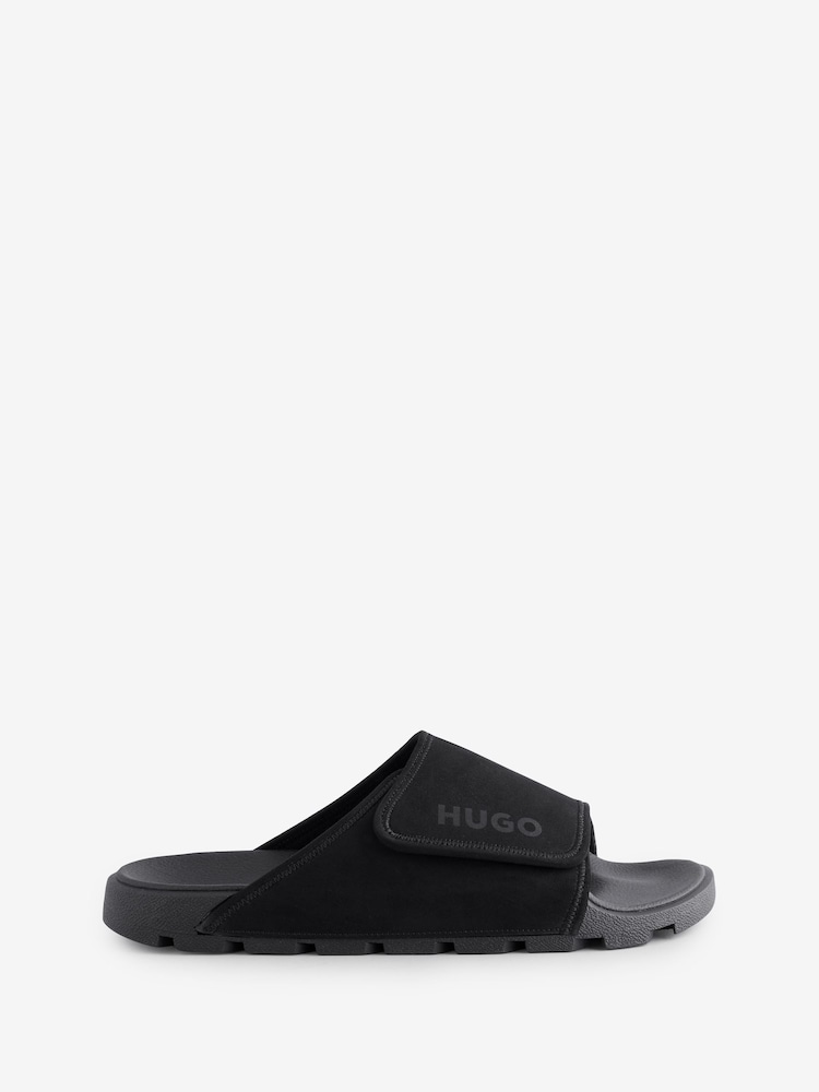 HUGO Black Suede Sliders - Image 1 of 1 HUGO Black Suede Sliders - Image 1 of 1