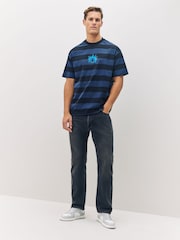 HUGO Black Logo Graphic Striped T-Shirt - Image 2 of 4