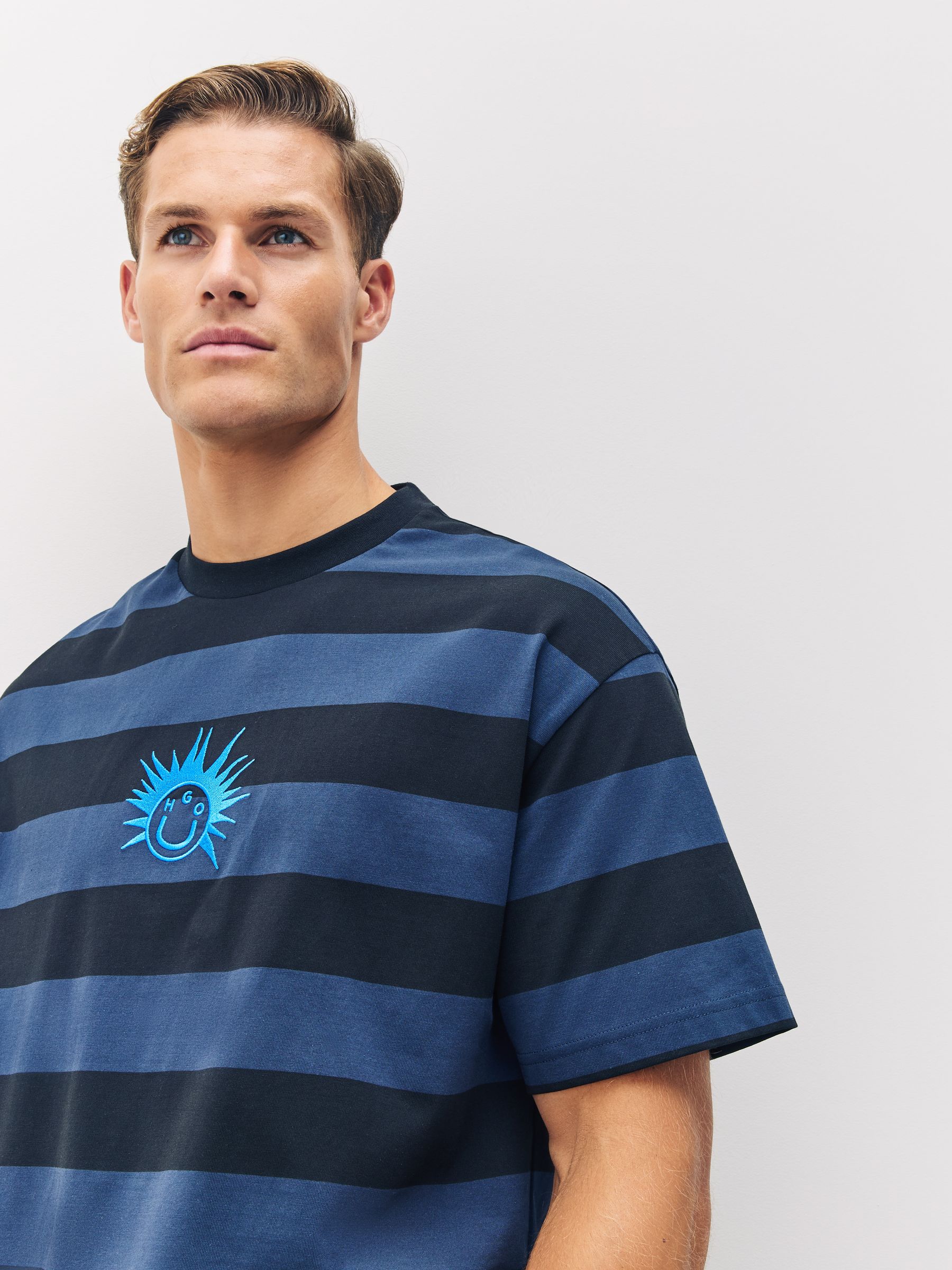 Buy HUGO Black Logo Graphic Striped T-Shirt from Next USA