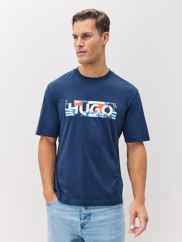 HUGO Blue Logo Graphic T-Shirt - Image 1 of 4