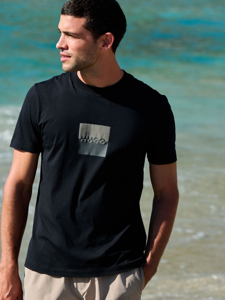 HUGO Black Split Box Logo T-Shirt - Image 1 of 3