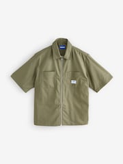 HUGO Green Short Sleeve Zip up Shirt - Image 1 of 1