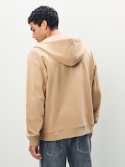 HUGO Natural Tonal Logo Zip Hoodie - Image 3 of 5