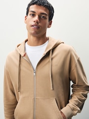 HUGO Natural Tonal Logo Zip Hoodie - Image 4 of 5