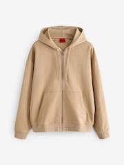 HUGO Natural Tonal Logo Zip Hoodie - Image 5 of 5