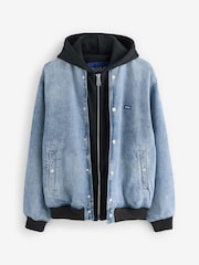 HUGO Hybrid Denim Zip Hoodie - Imagem 1 de 1