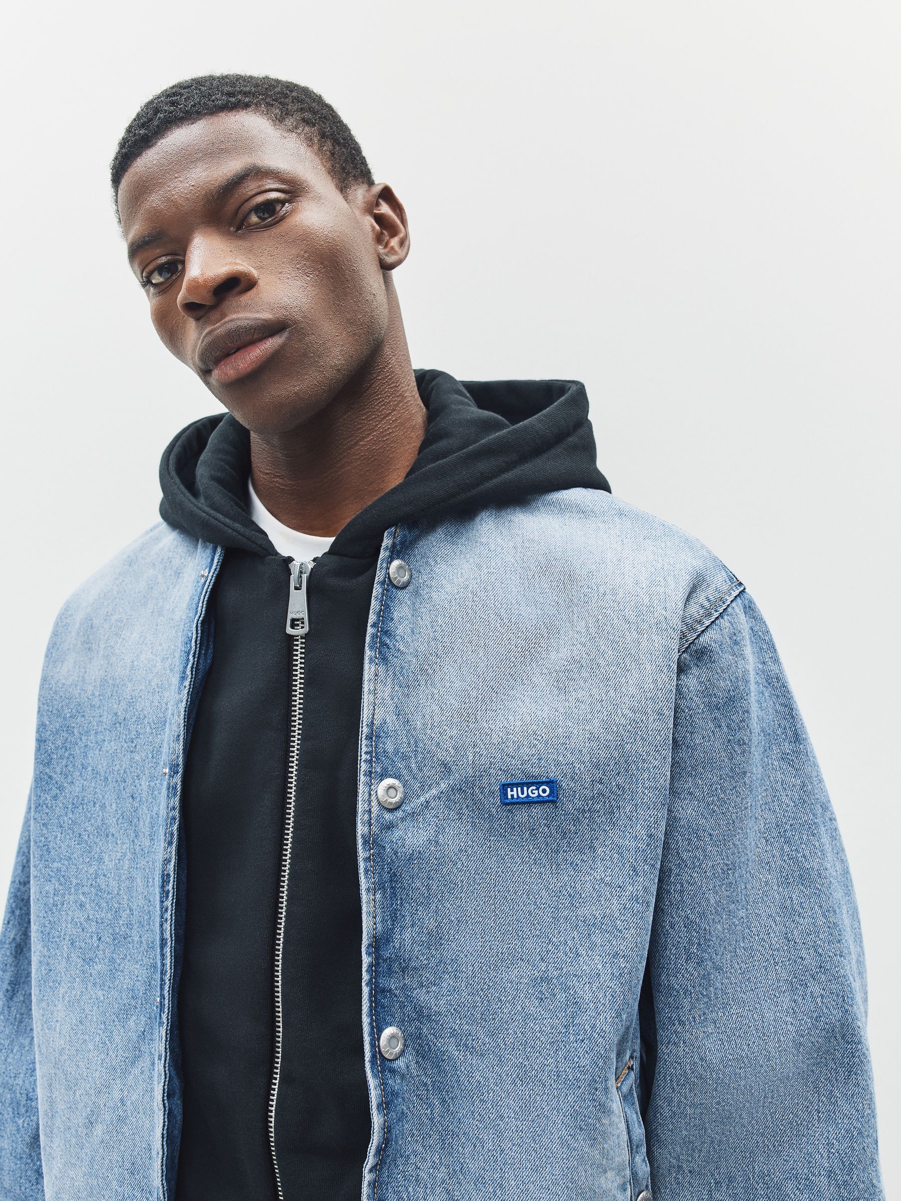 Buy HUGO Blue Hybrid Denim Zip Hoodie from Next South Africa