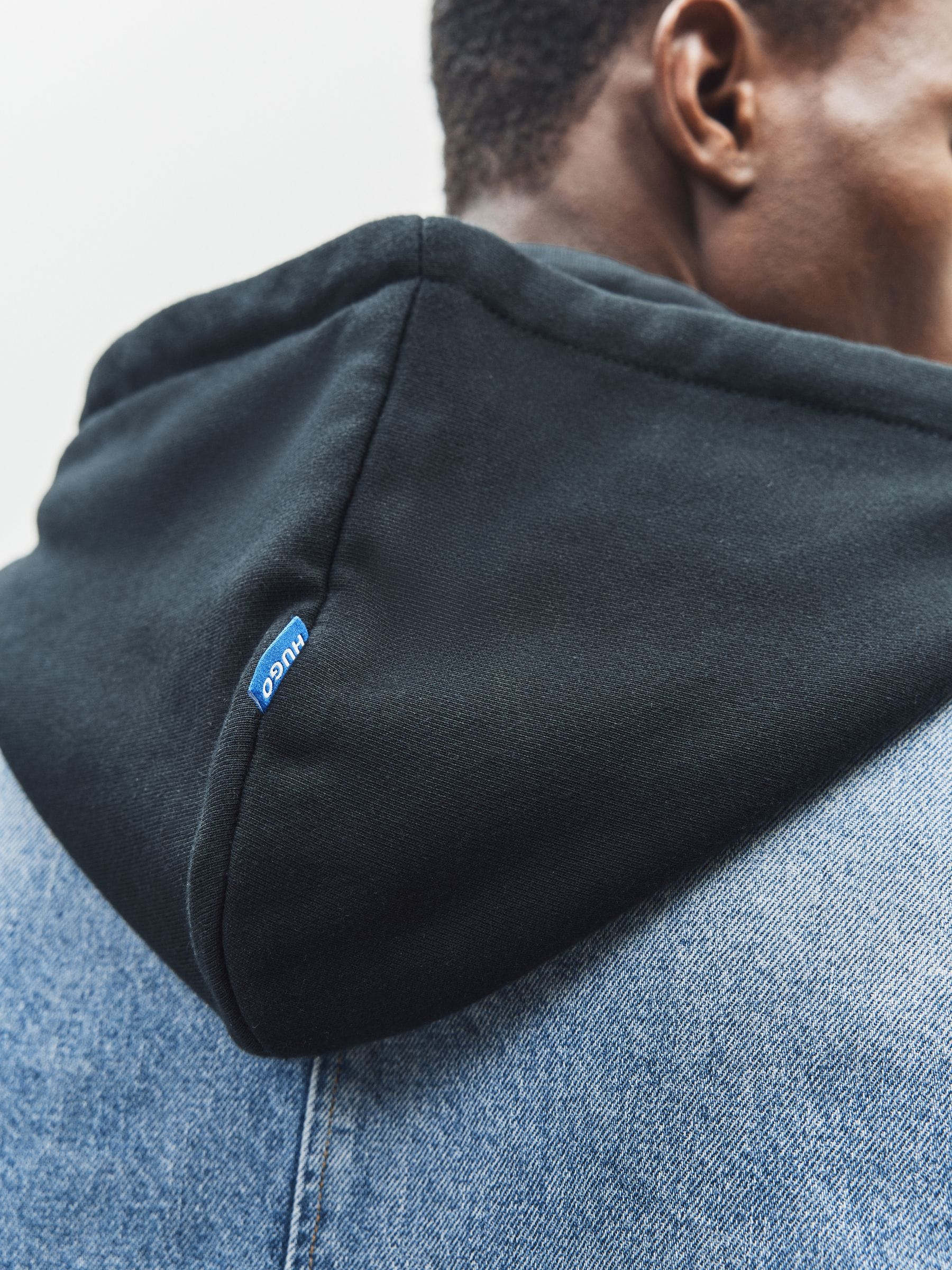 Buy HUGO Blue Hybrid Denim Zip Hoodie from Next USA