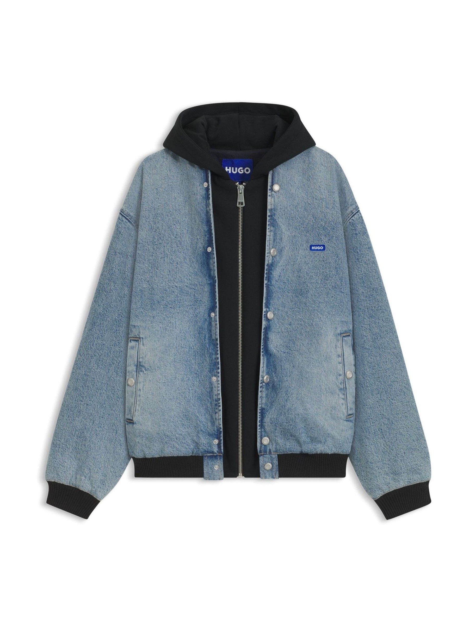 Buy HUGO Blue Hybrid Denim Zip Hoodie from Next USA