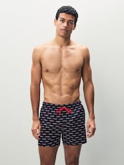 HUGO Black Logo Print Swim Shorts - Image 1 of 5