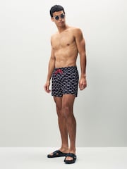 HUGO Black Logo Print Swim Shorts - Image 3 of 5