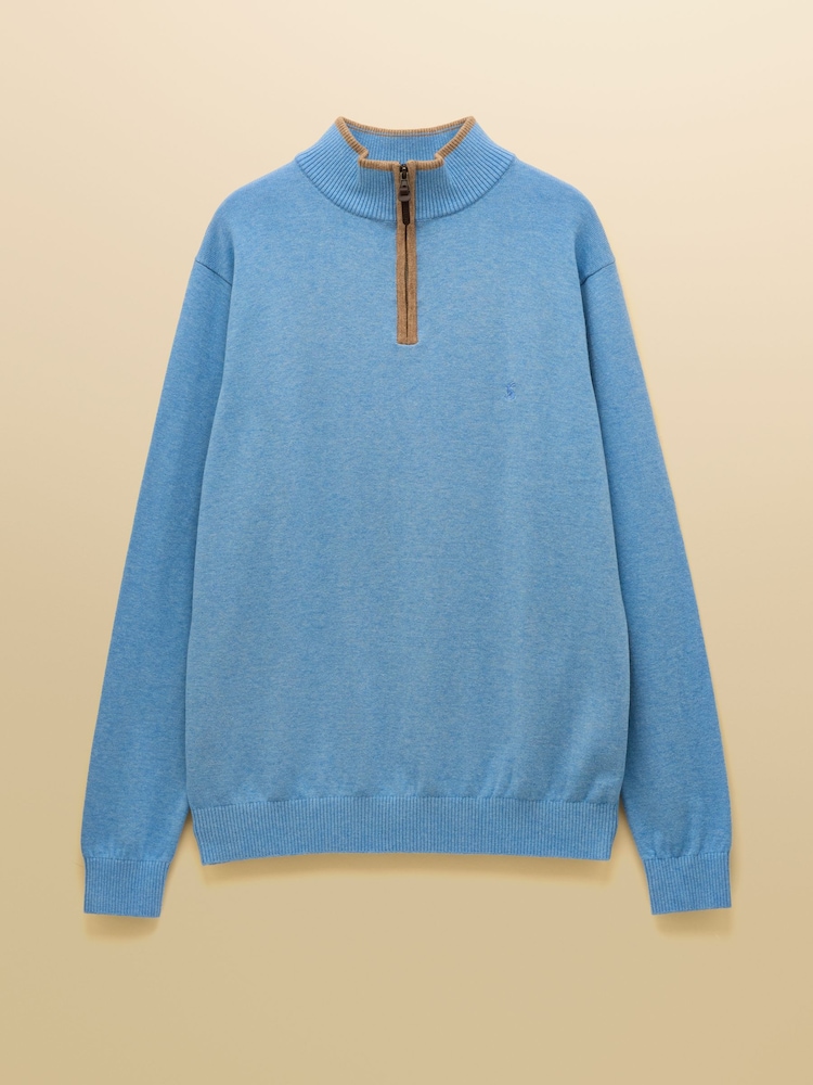 Joules Hillside Light Blue Quarter Zip Knitted Jumper - Image 9 of 9 Joules Hillside Light Blue Quarter Zip Knitted Jumper - Image 9 of 9