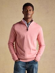 Joules Hillside Pink Quarter Zip Knitted Jumper - Image 1 of 8