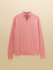 Joules Hillside Pink Quarter Zip Knitted Jumper - Image 10 of 10