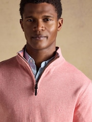 Joules Hillside Pink Quarter Zip Knitted Jumper - Image 3 of 8