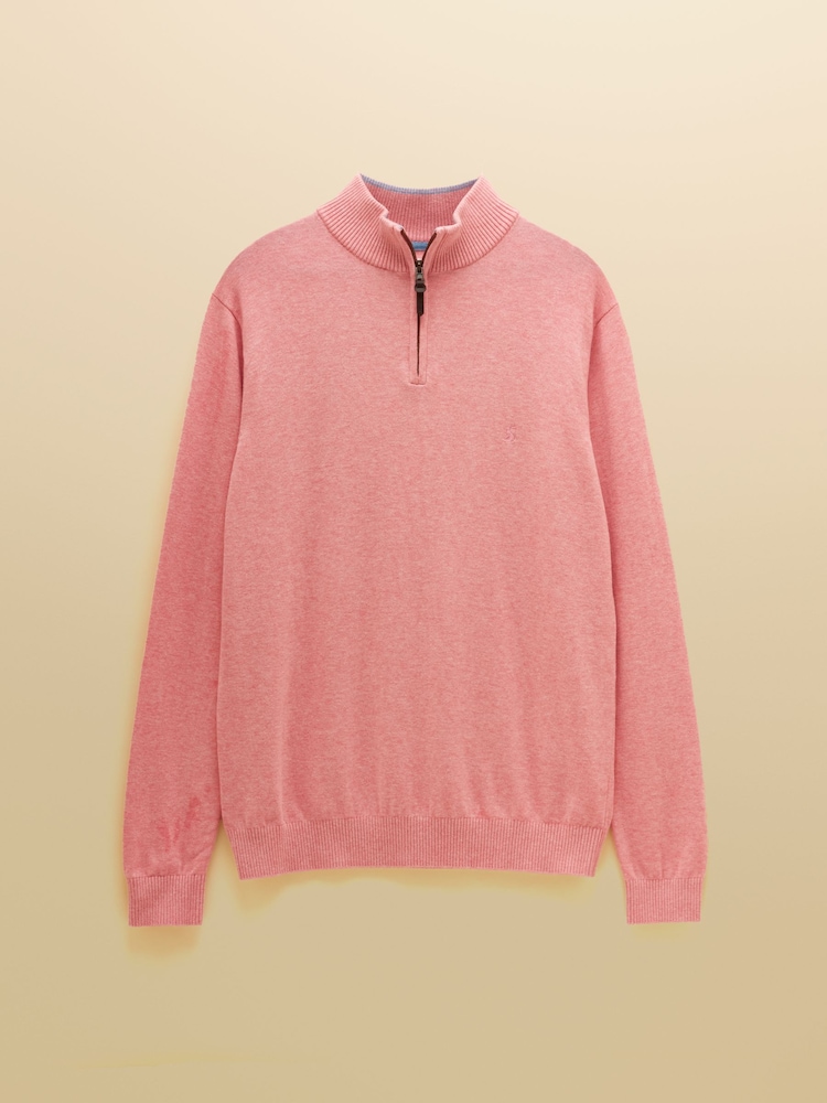 Joules Hillside Pink Quarter Zip Knitted Jumper - Image 8 of 8 Joules Hillside Pink Quarter Zip Knitted Jumper - Image 8 of 8