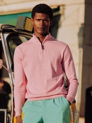 Joules Hillside Pink Quarter Zip Knitted Jumper - Image 9 of 9