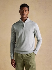 Joules Hillside Grey Quarter Zip Knitted Jumper - Image 1 of 8