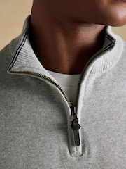 Joules Hillside Grey Quarter Zip Knitted Jumper - Image 7 of 8