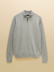 Joules Hillside Grey Quarter Zip Knitted Jumper - Image 8 of 8