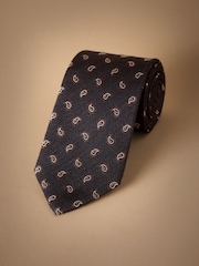 Black Italian Silk Design Tie - Image 1 of 3