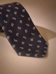 Black Italian Silk Design Tie - Image 2 of 3