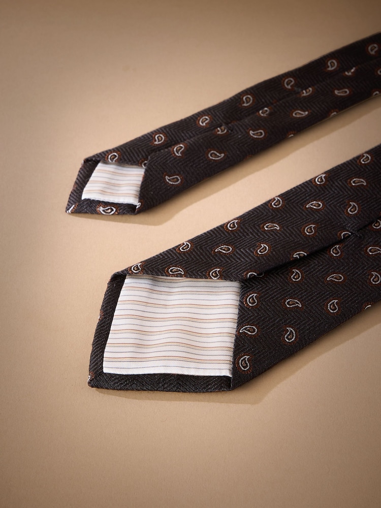 Black Italian Silk Design Tie - Image 3 of 3