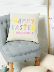 Personalised 100% Cotton Happy Easter Cushion by Loveabode - Image 1 of 4