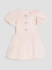 River Island Pink Girls Scuba Bow Skater Puff Dress - Image 2 of 5