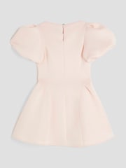 River Island Pink Girls Scuba Bow Skater Puff Dress - Image 3 of 5